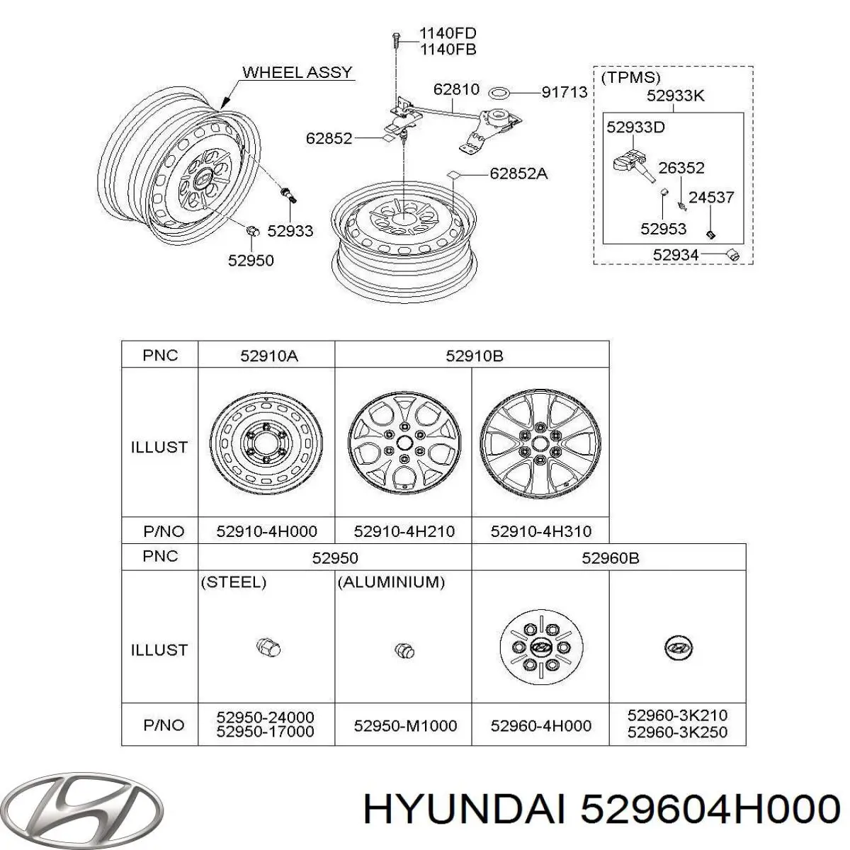 Купить 529604H000 Hyundai/Kia Колпаки