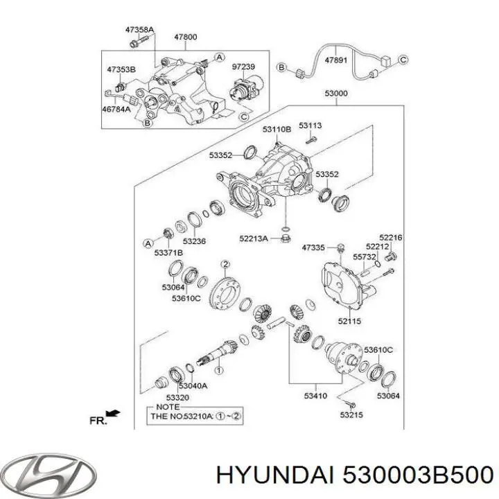 Редуктор заднего моста Hyundai/Kia 530003B500