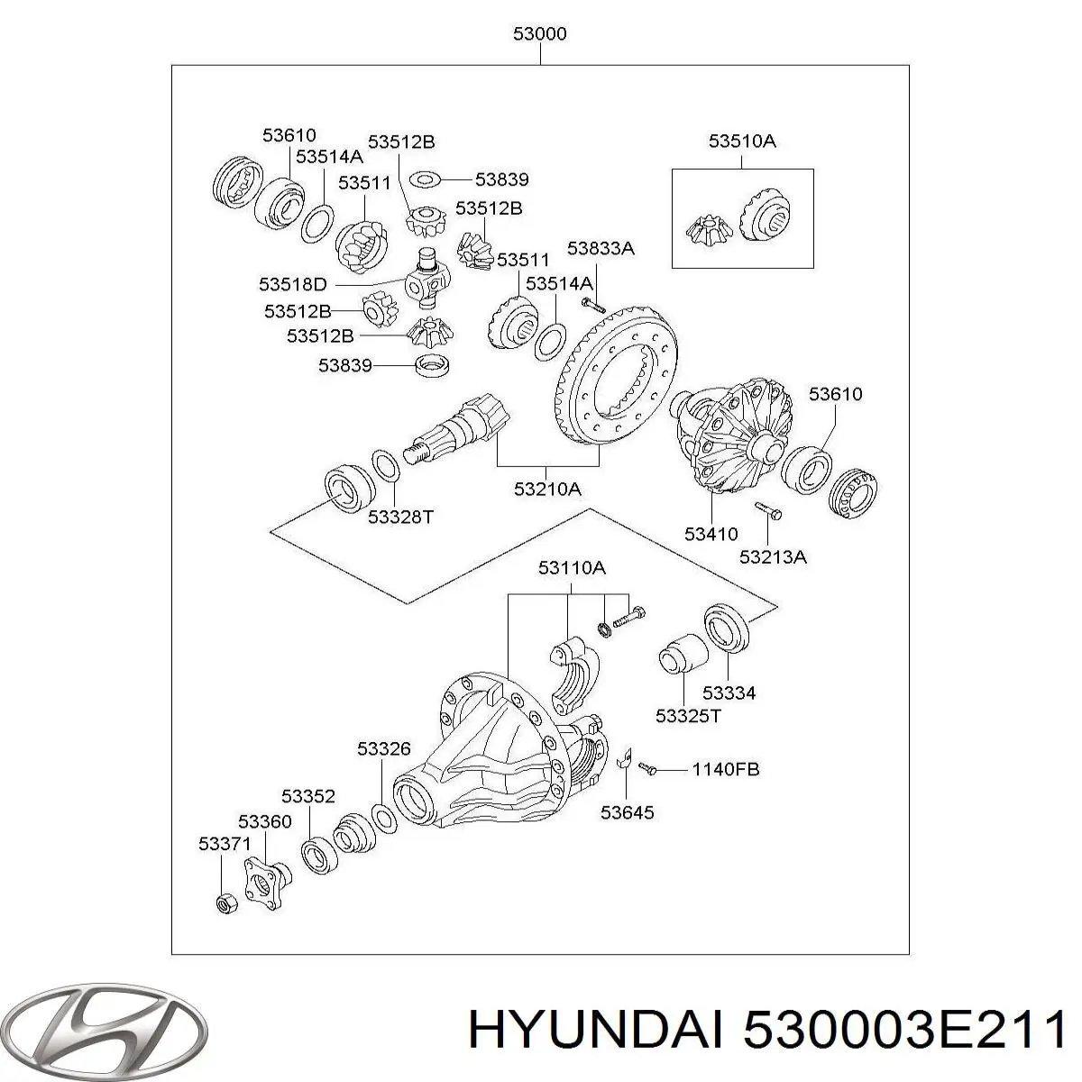 530003E210 Hyundai/Kia redutor do eixo traseiro