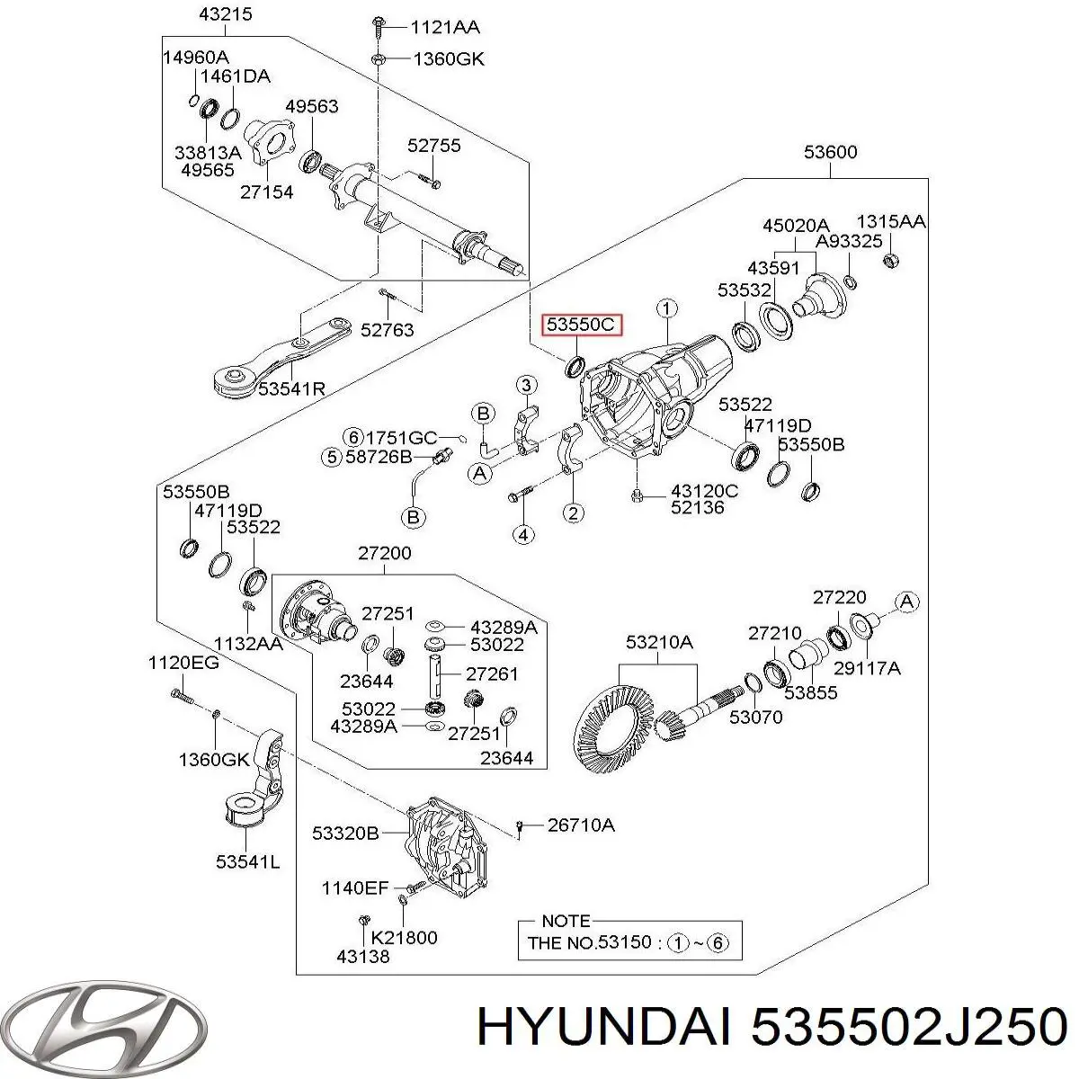 535502J250 Hyundai/Kia Сальник редуктора переднего моста