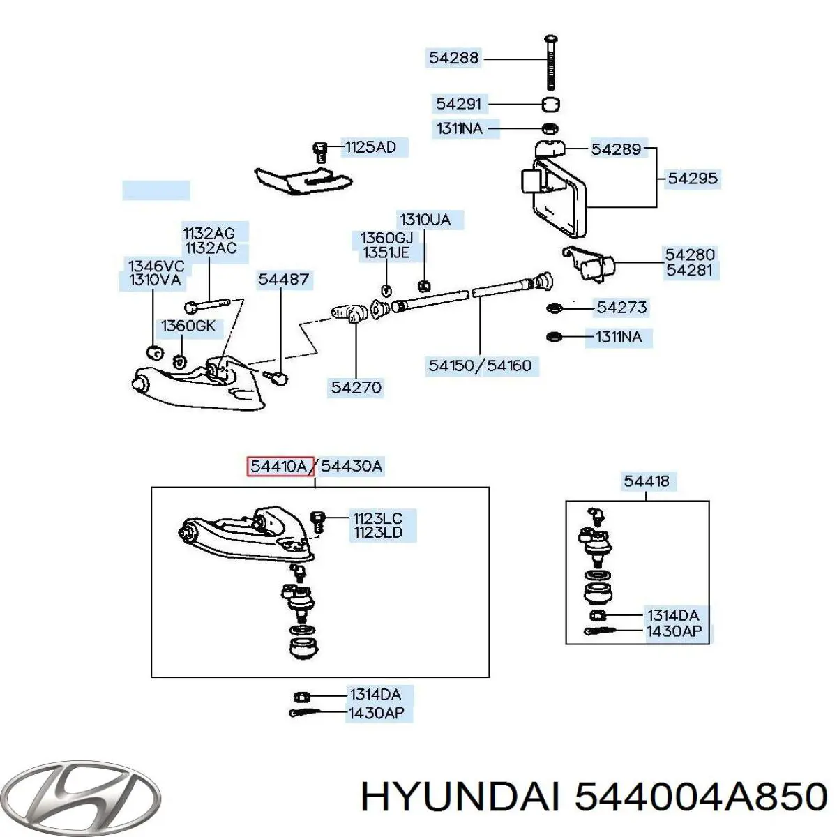 Рычаг передней подвески верхний левый 544004A850 Hyundai/Kia