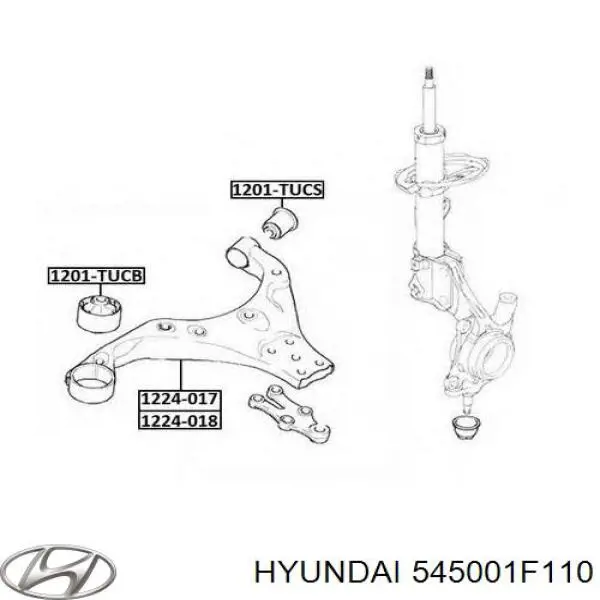 Рычаг передний нижний левый Hyundai/Kia 545001F110