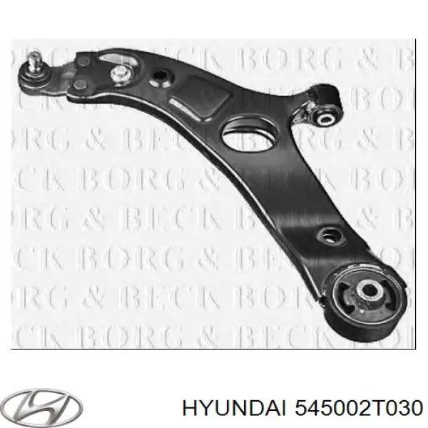 545002T030 Hyundai/Kia braço oscilante inferior esquerdo de suspensão dianteira