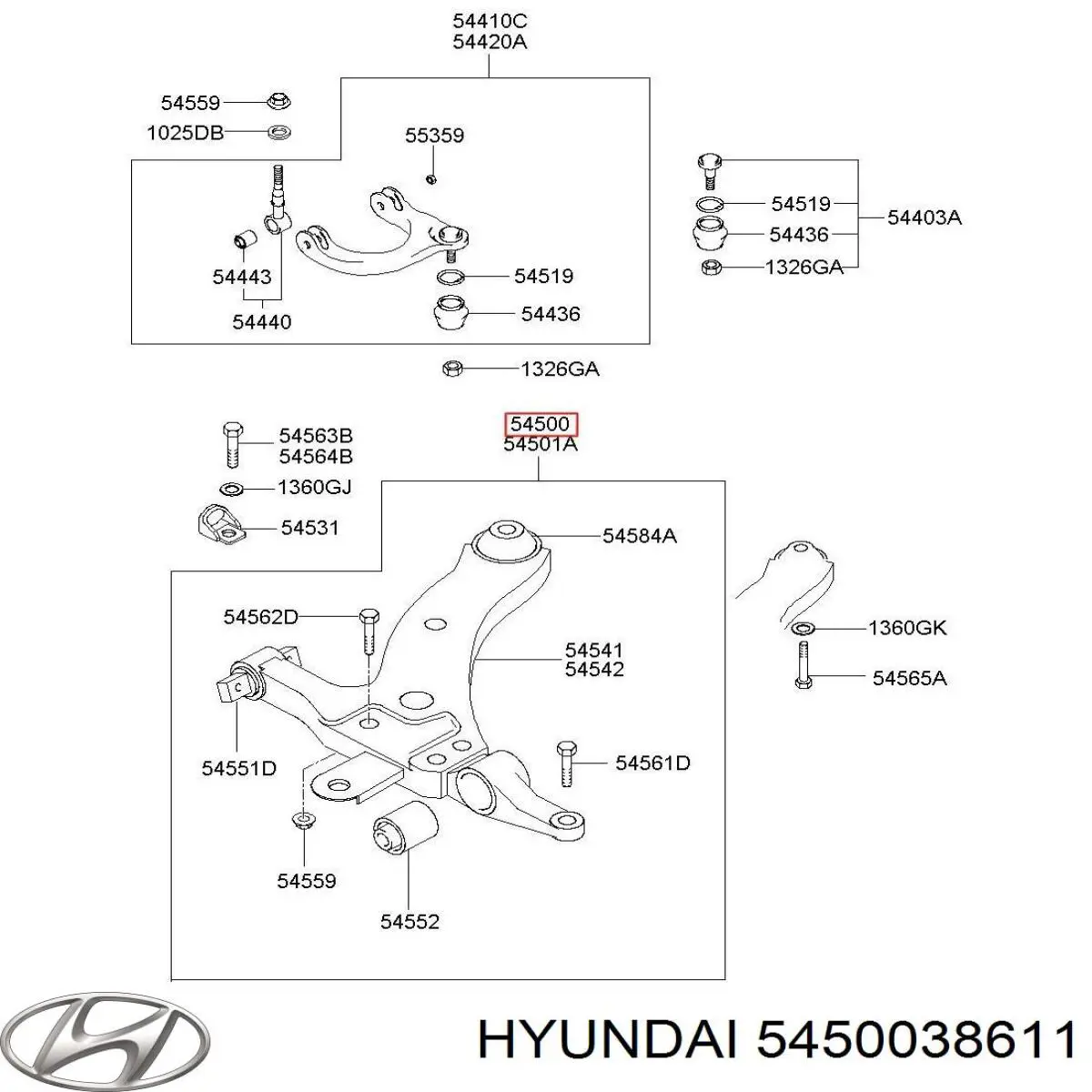 Купить 5450038611 Hyundai/Kia Рычаг передней подвески левый