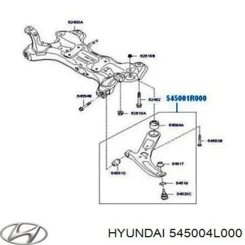 Левый рычаг передней нижней подвески Hyundai/Kia 545004L000 цена, от 25.40 USD