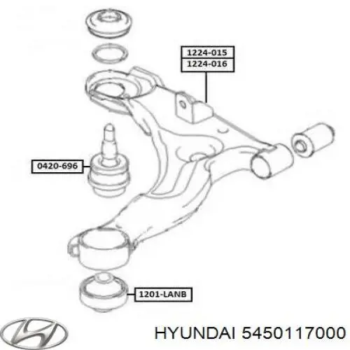 Передний нижний рычаг Hyundai/Kia 5450117000
