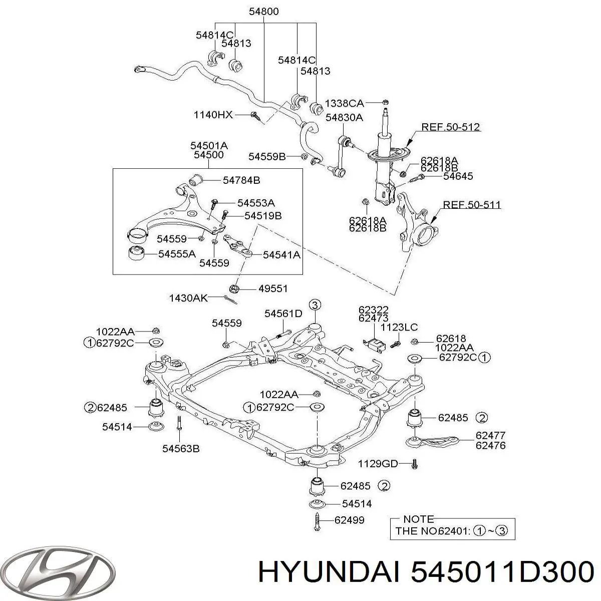 Правый рычаг передней нижней подвески Hyundai/Kia 545011D300 цена, от 51.88 USD