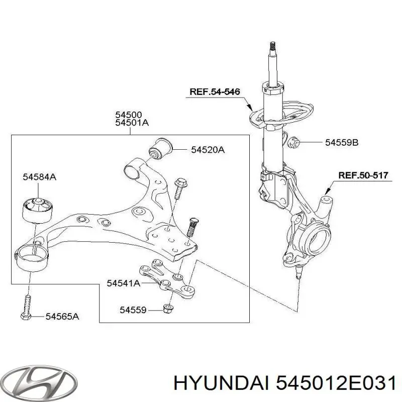 Купить 545012E031 Hyundai/Kia Нижний правый рычаг передней подвески