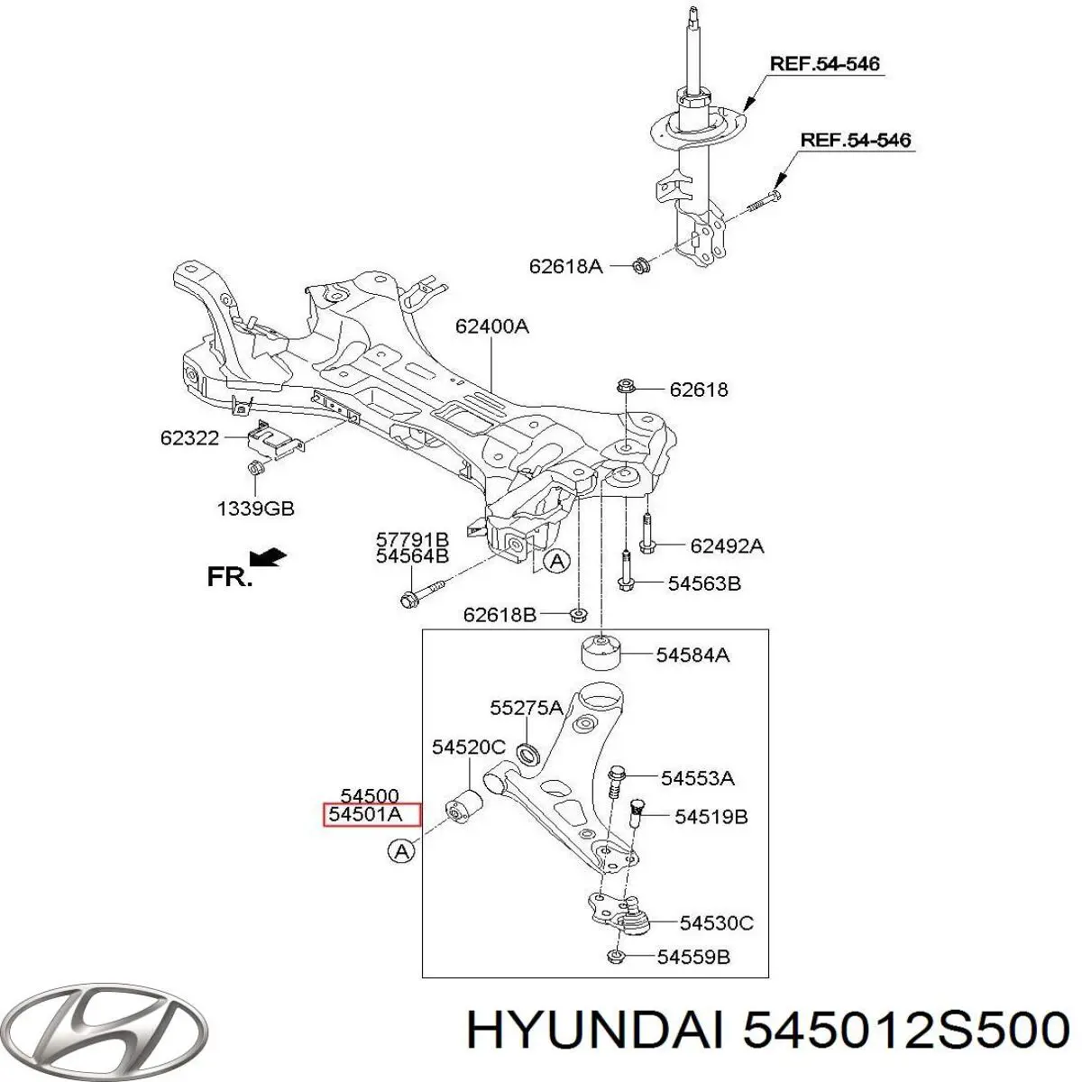 Купить 545012S500 Hyundai/Kia Нижний правый рычаг передней подвески
