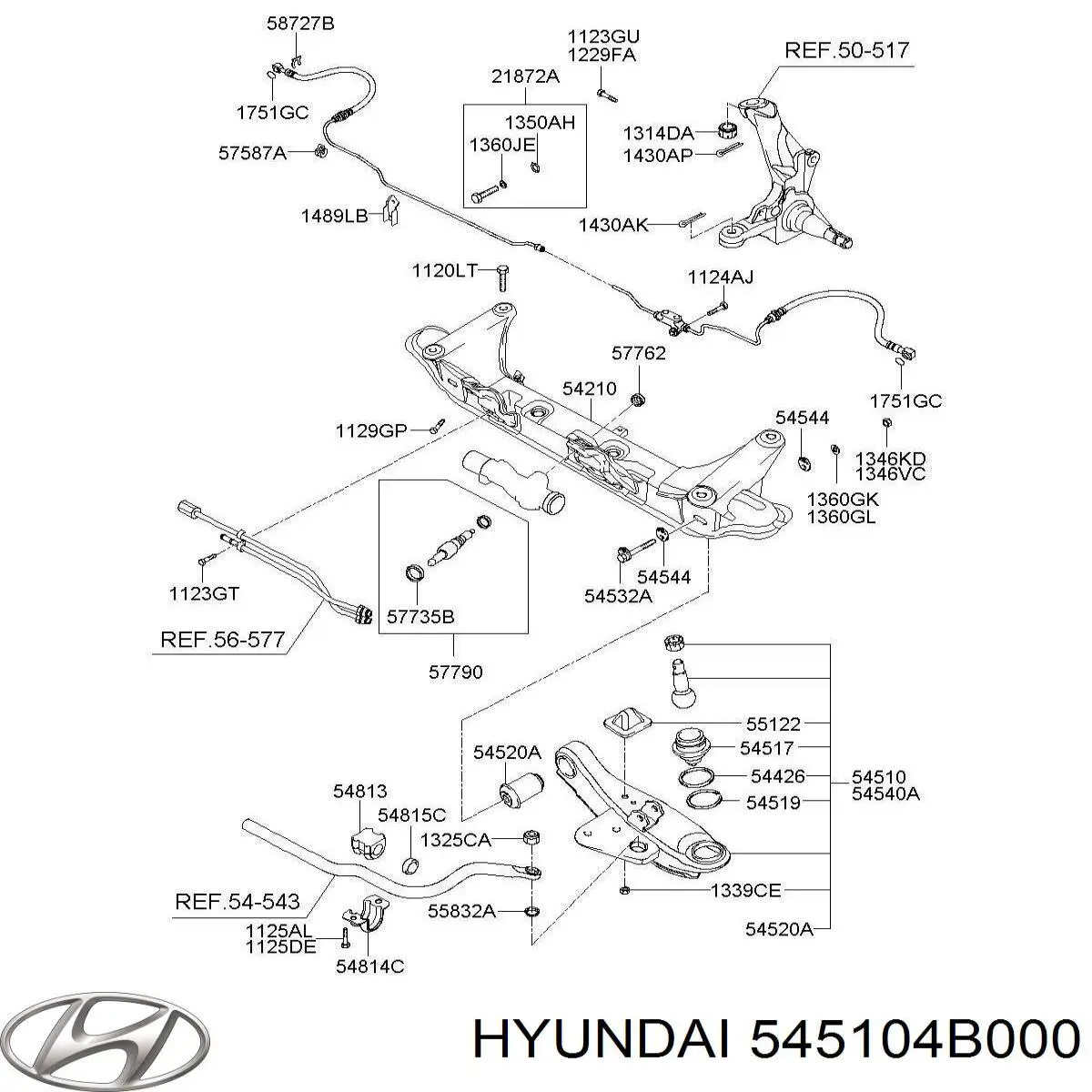 Левый рычаг передней нижней подвески Hyundai/Kia 545104B000 цена, от 48.47 USD