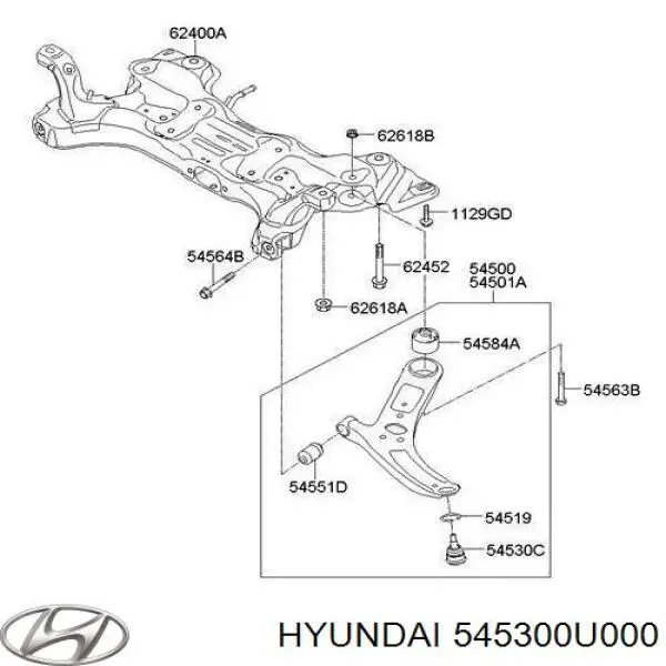 Нижняя шаровая опора 545300U000 Hyundai/Kia