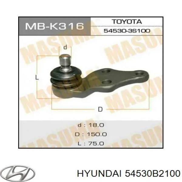 Шаровая опора, нижняя Hyundai/Kia 54530B2100 цена, от 21.27 USD