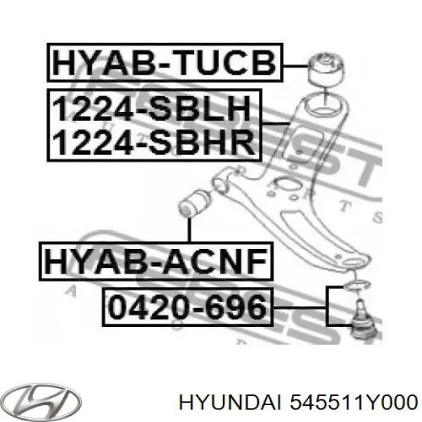 Сайлентблок переднего нижнего рычага Hyundai/Kia 545511Y000