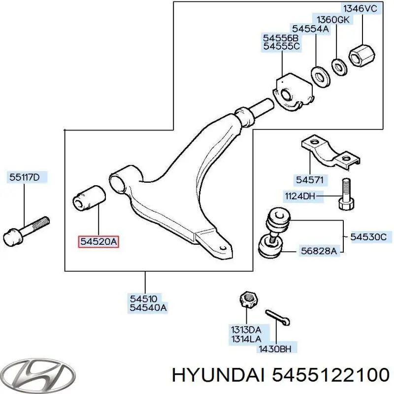 Сайлентблок переднего рычага 5455122100 Hyundai/Kia