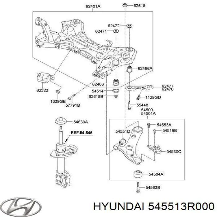 Сайлентблок переднего нижнего рычага Hyundai/Kia 545513R000