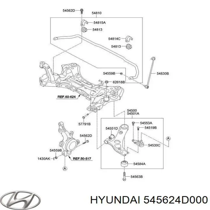 Купить 545624D000 Hyundai/Kia Болт крепления передней шаровой опоры к цапфе