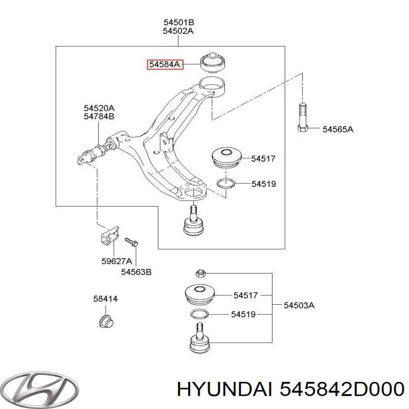 Сайлентблок переднего нижнего рычага 545842D000 Hyundai/Kia