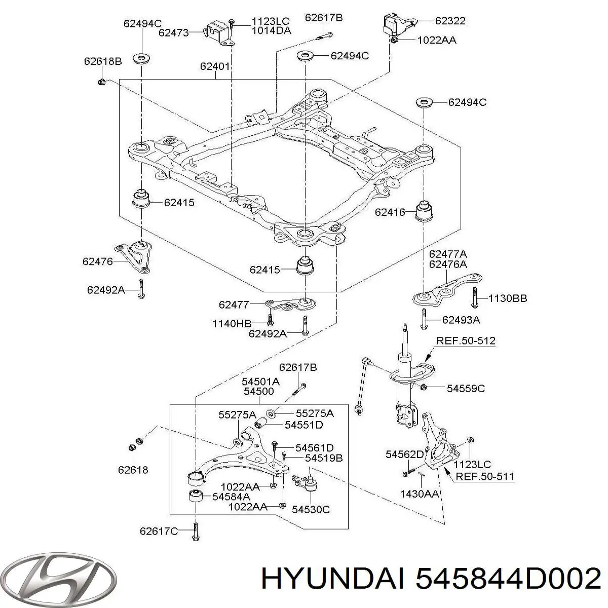 Сайлентблок переднего нижнего рычага Hyundai/Kia 545844D002