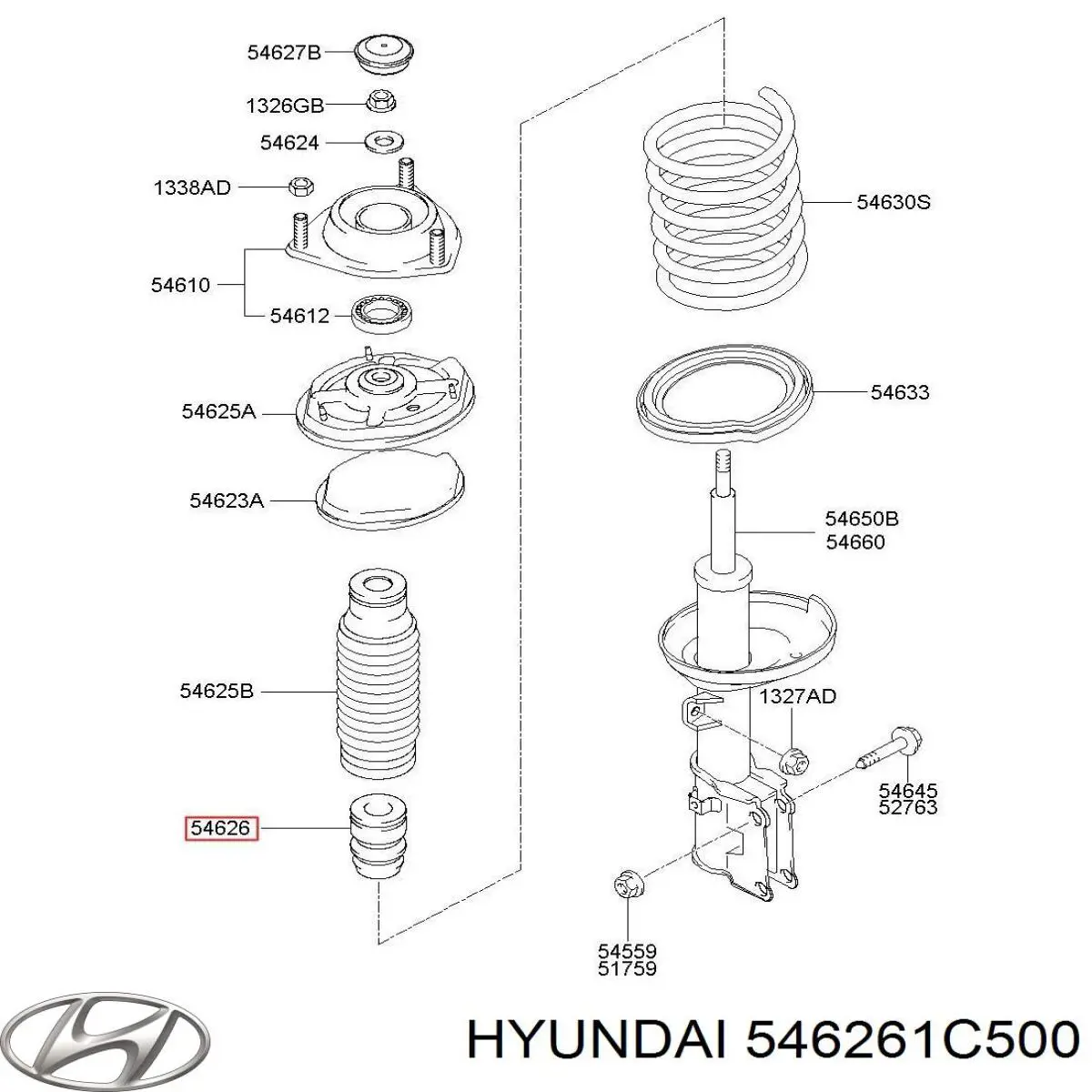 546261C500 Hyundai/Kia буфер (отбойник амортизатора переднего + пыльник)