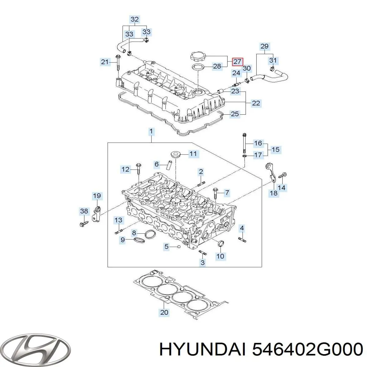 546402G000 Hyundai/Kia болт крепления заднего развального рычага, внутренний