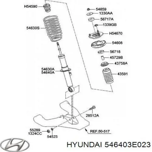 546403E023 Hyundai/Kia Амортизатор передней подвески правый