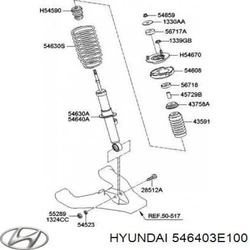 546403E100 Hyundai/Kia amortecedor dianteiro direito