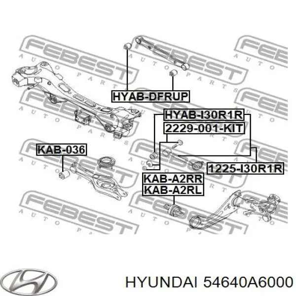 Болт крепления заднего развального рычага, внутренний Hyundai/Kia 54640A6000