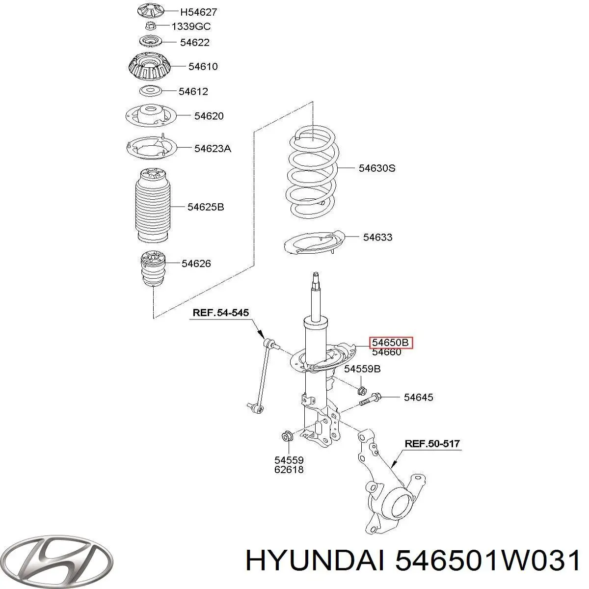 Амортизатор передней подвески левой Hyundai/Kia 546501W031 цена, от 70.95 USD