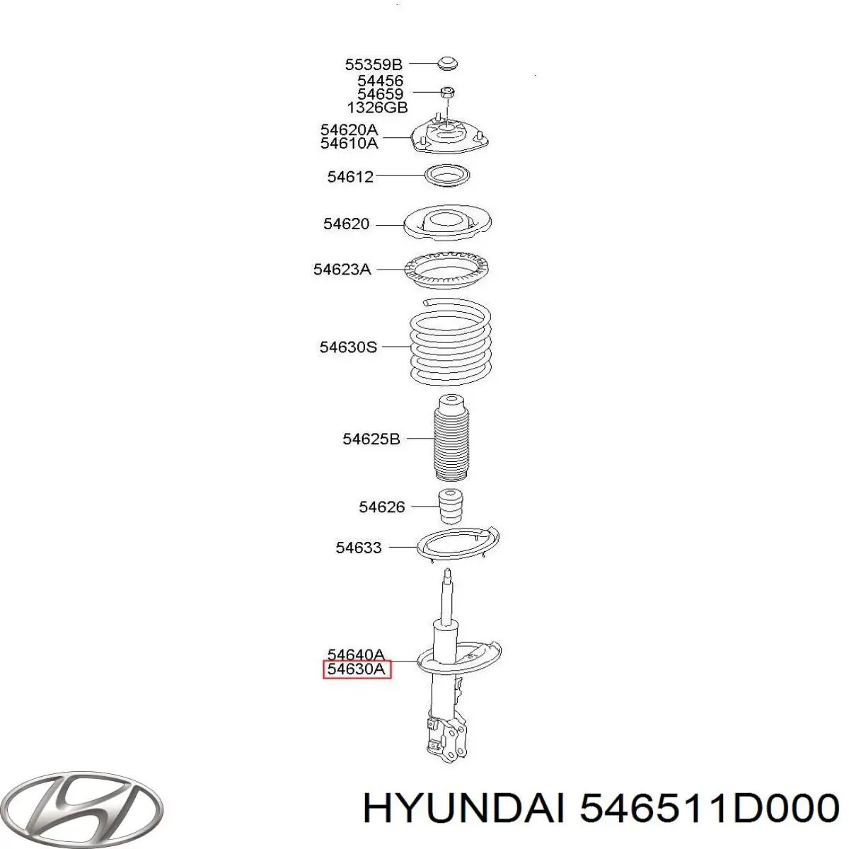 Амортизатор передний левый 546511D000 Hyundai/Kia