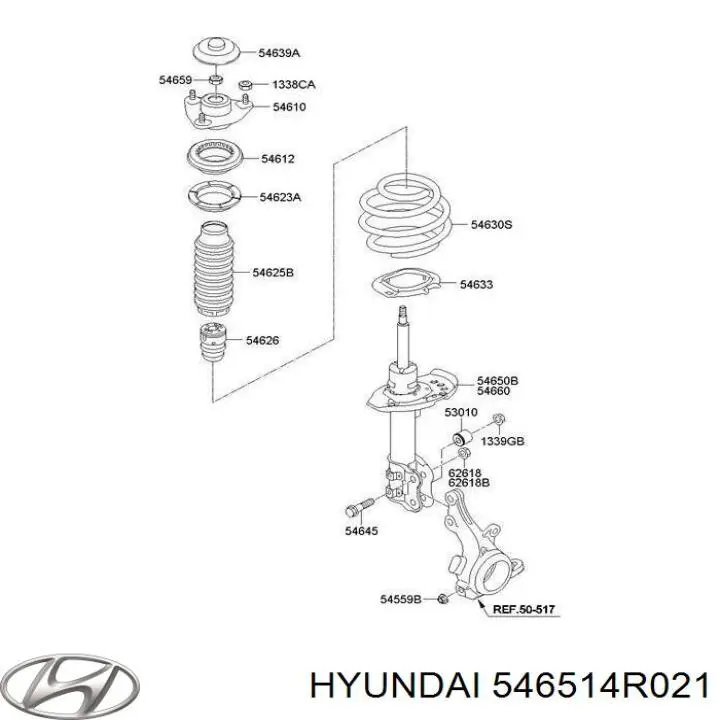 Амортизатор передний левый 546514R021 Hyundai/Kia