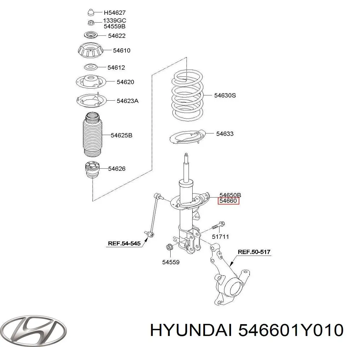 546601Y010 Hyundai/Kia амортизатор передний правый