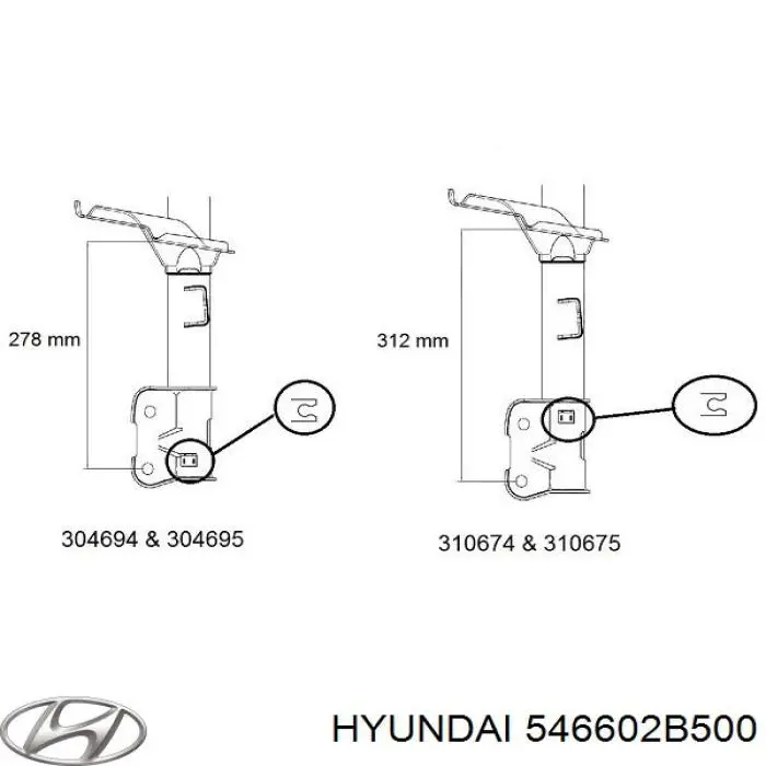 546602B500 Hyundai/Kia amortecedor dianteiro direito