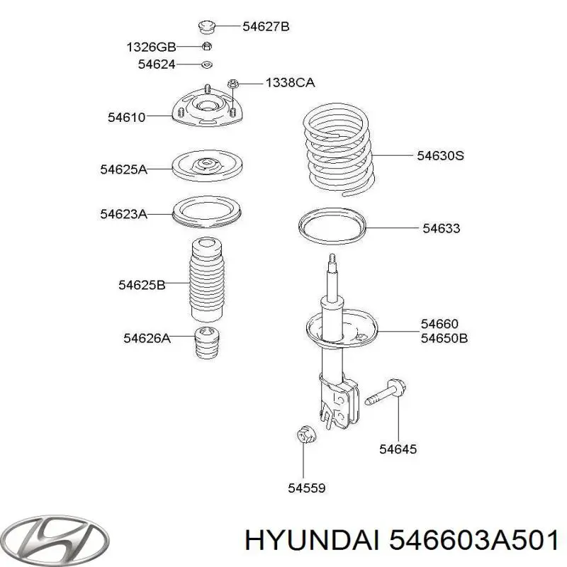 Амортизатор передний правый 546603A501 Hyundai/Kia