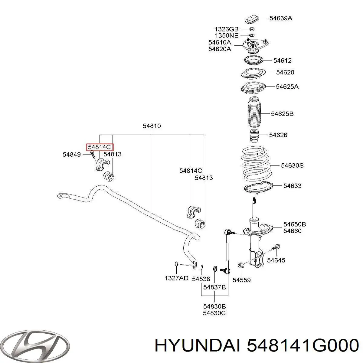 548141G000 Hyundai/Kia хомут крепления втулки стабилизатора переднего