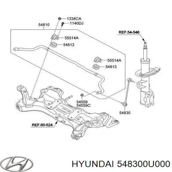 Soporte de barra estabilizadora delantera 548300U000 Hyundai/Kia