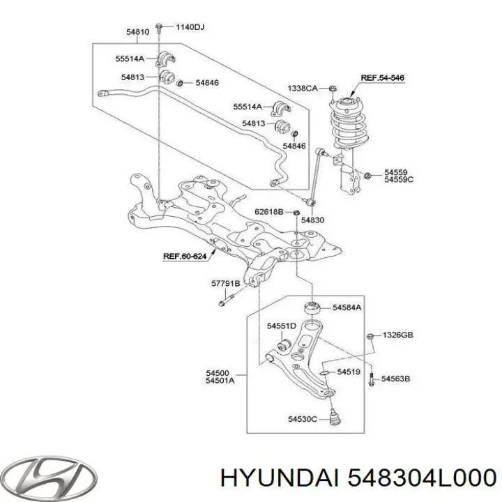 548304L000 Hyundai/Kia Montante de estabilizador dianteiro