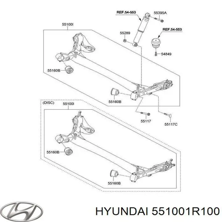 551001R100 Hyundai/Kia балка задней подвески (подрамник)