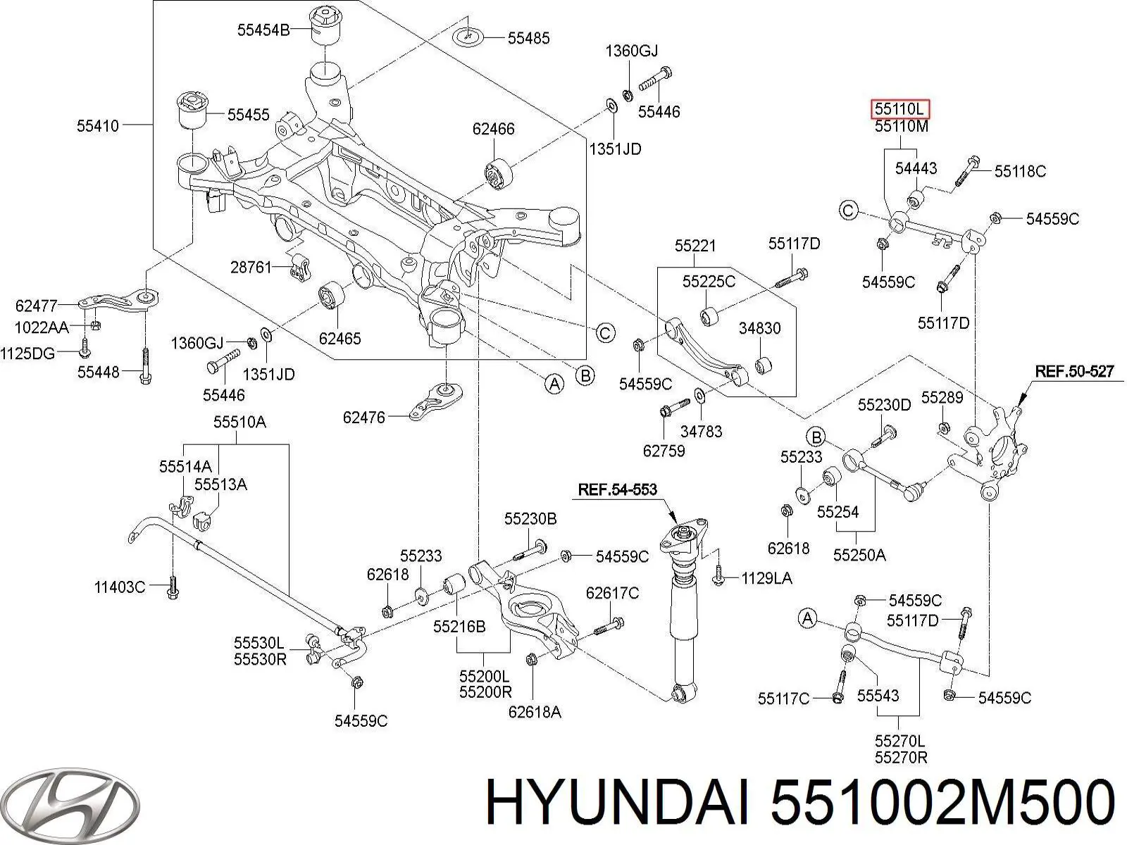 Рычаг задней подвески верхний левый HYUNDAI 551002M500