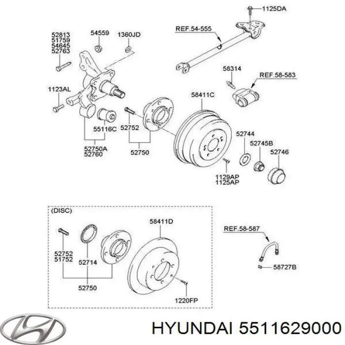 Купить 5511629000 Hyundai/Kia Сайлентблок цапфы задней