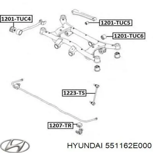 Сайлентблок заднего продольного рычага 551162E000 Hyundai/Kia