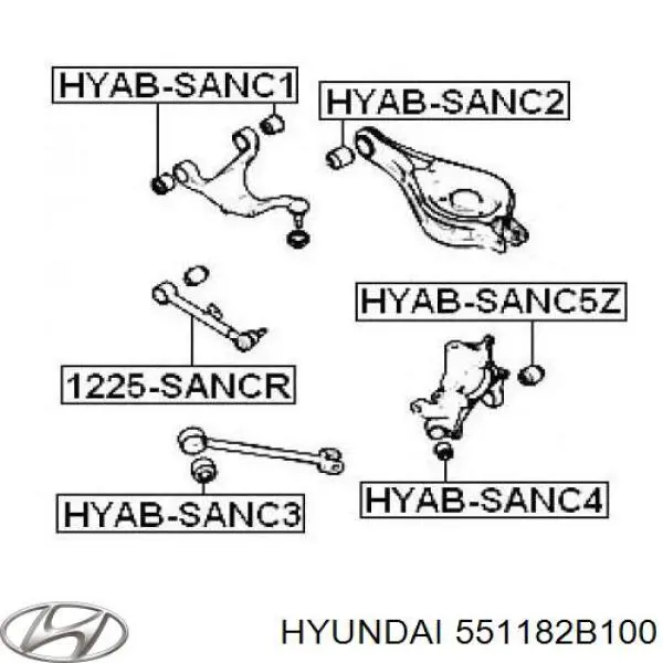 551182B100 Hyundai/Kia Сайлентблок заднего продольного рычага, задний