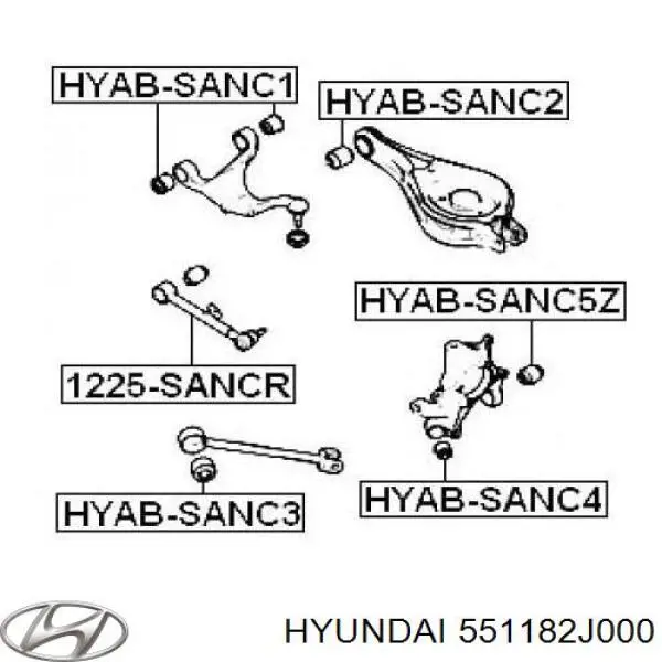 Bloque silencioso Trasero Brazo Trasero Trasero 551182J000 Hyundai/Kia