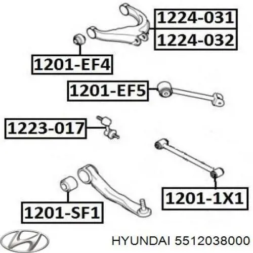 Купить 5512038000 Hyundai/Kia Рычаг задней подвески верхний, правый