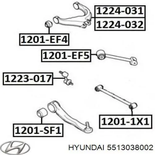 Сайлентблок заднего верхнего рычага 5513038002 Hyundai/Kia