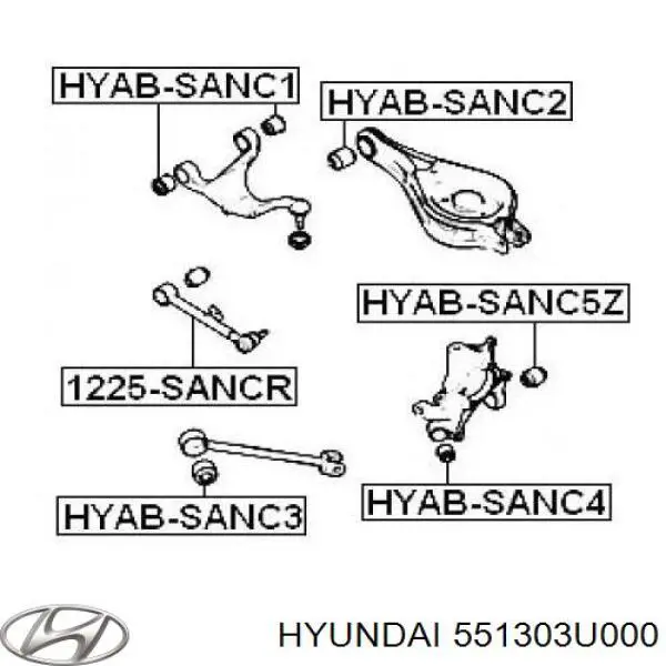 Silentblock de mangueta trasera 551303U000 Hyundai/Kia