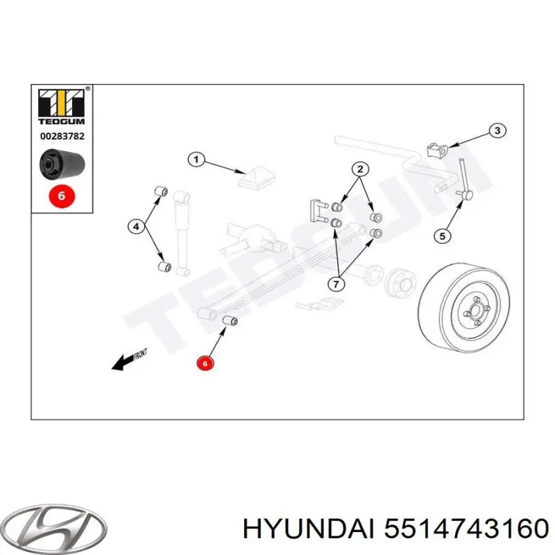 Сайлентблок задней рессоры передний Hyundai/Kia 5514743160