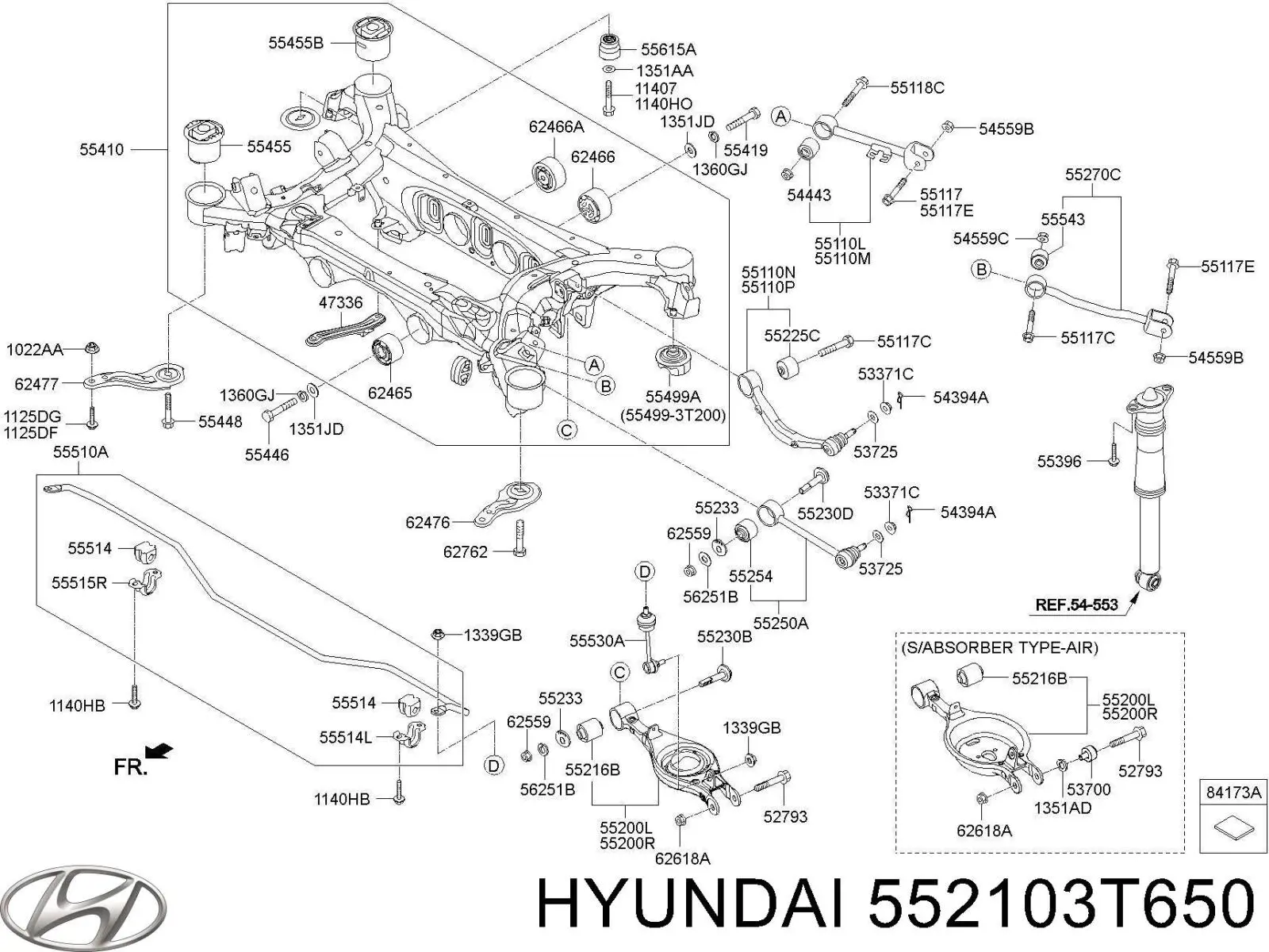 552103T650 Hyundai/Kia рычаг задней подвески нижний левый