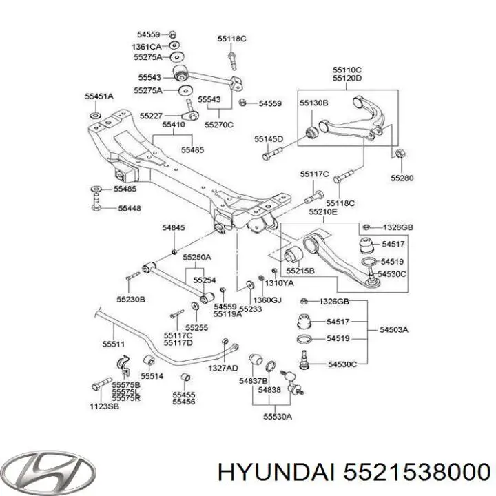 Сайлентблок заднего нижнего рычага Hyundai/Kia 5521538000