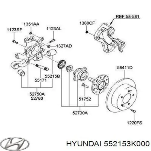 Silentblock de mangueta trasera 552153K000 Hyundai/Kia