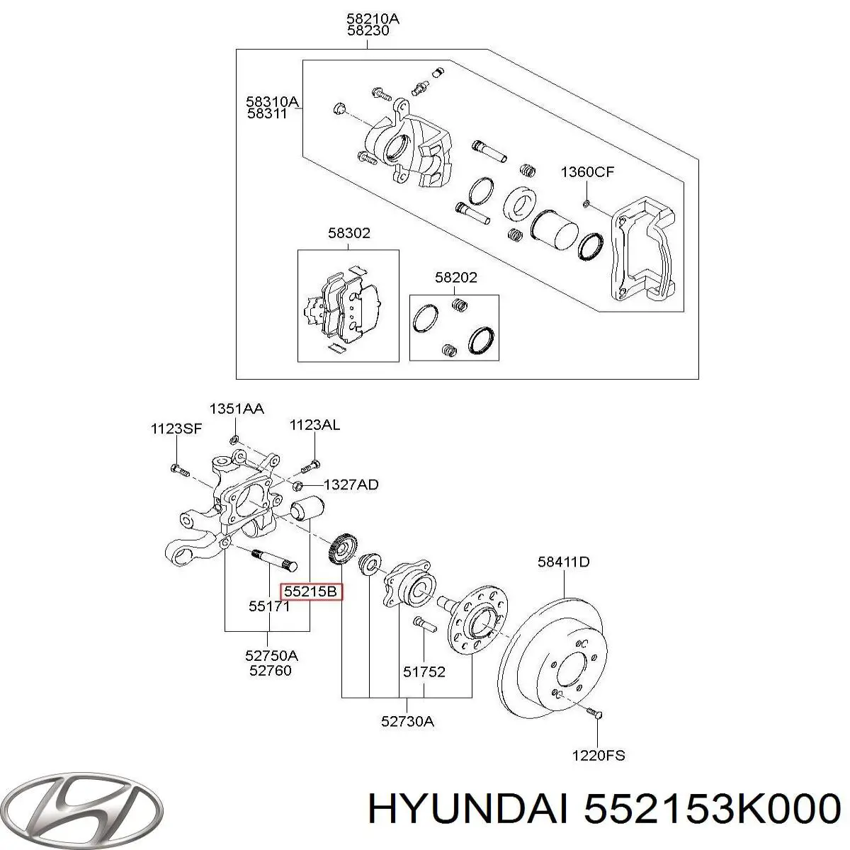 Сайлентблок цапфы задней 552153K000 Hyundai/Kia